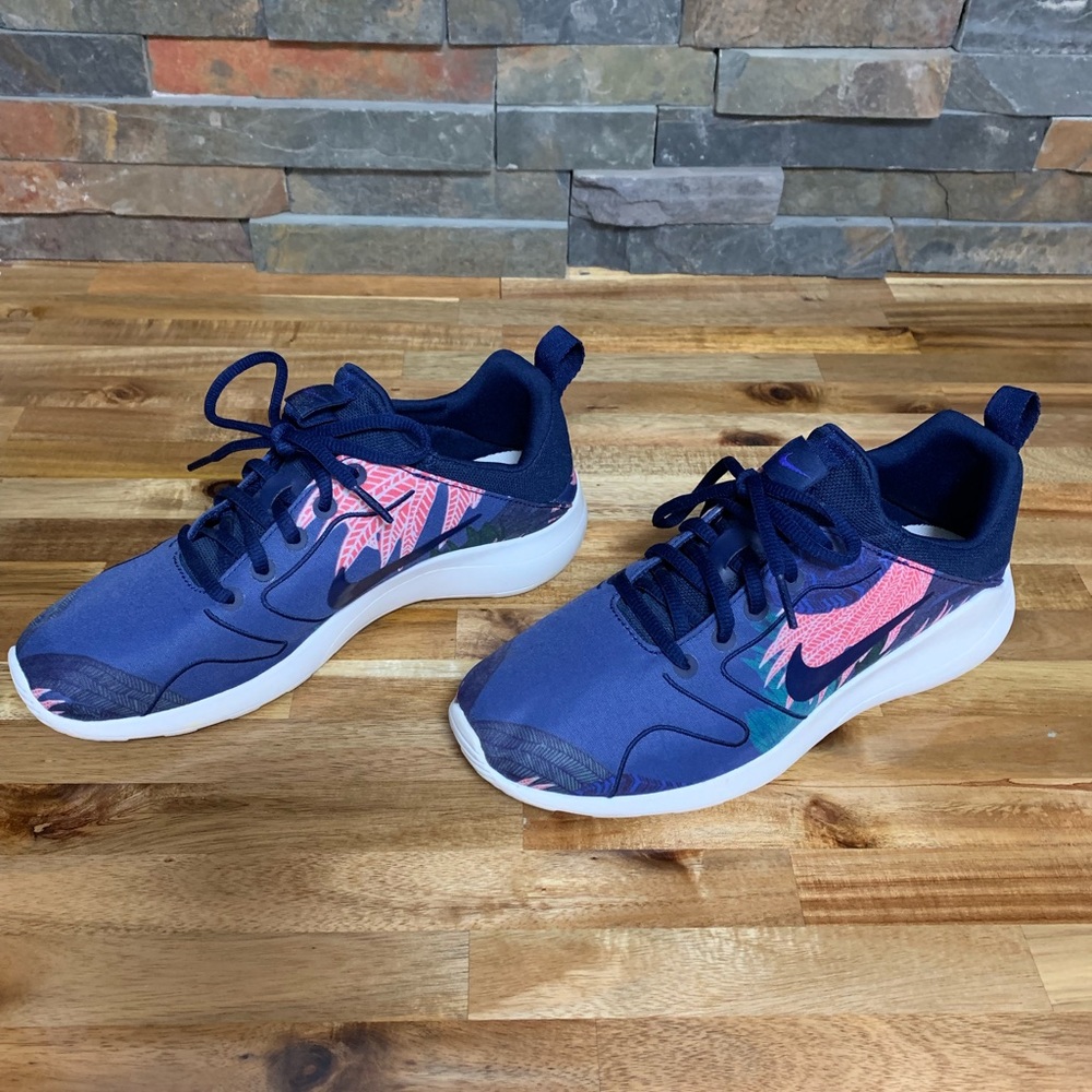 Blue multi-colored Nike shoes